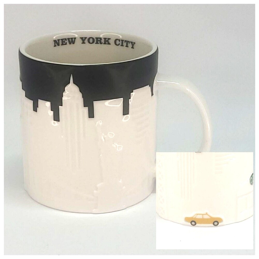 Starbucks New York‎ City Coffee Mug Raised Skyline Relief Taxi Yellow Cab 2012